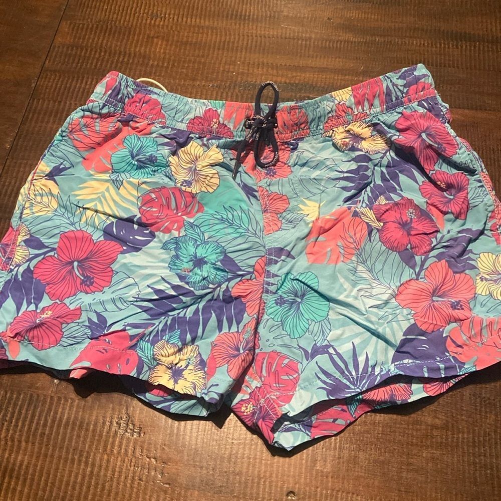 Maamgic Swim Trunks Mens Medium Lined Quick Dry Bathing Suits Tropical hibiscus